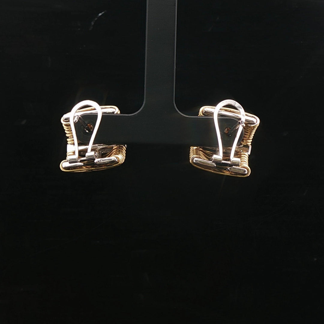 18k Yellow and White Gold 17.8g Heavy Diamond Huggie Earrings