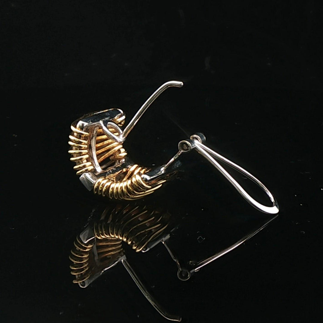 18k Yellow and White Gold 17.8g Heavy Diamond Huggie Earrings
