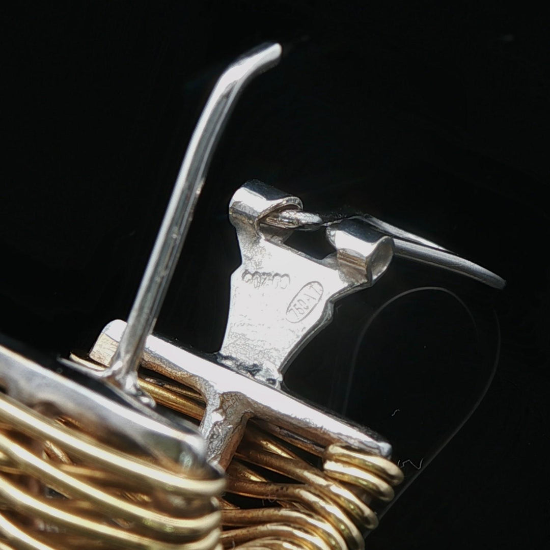 18k Yellow and White Gold 17.8g Heavy Diamond Huggie Earrings