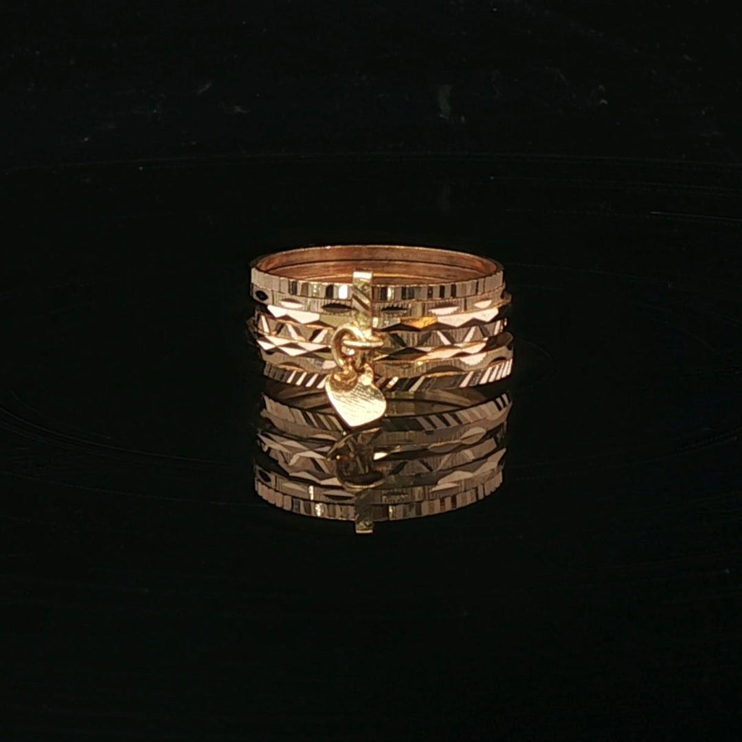 19k Yellow Gold 3.9g Ladies Diamond Cut Seven Band Ring Size 6.5