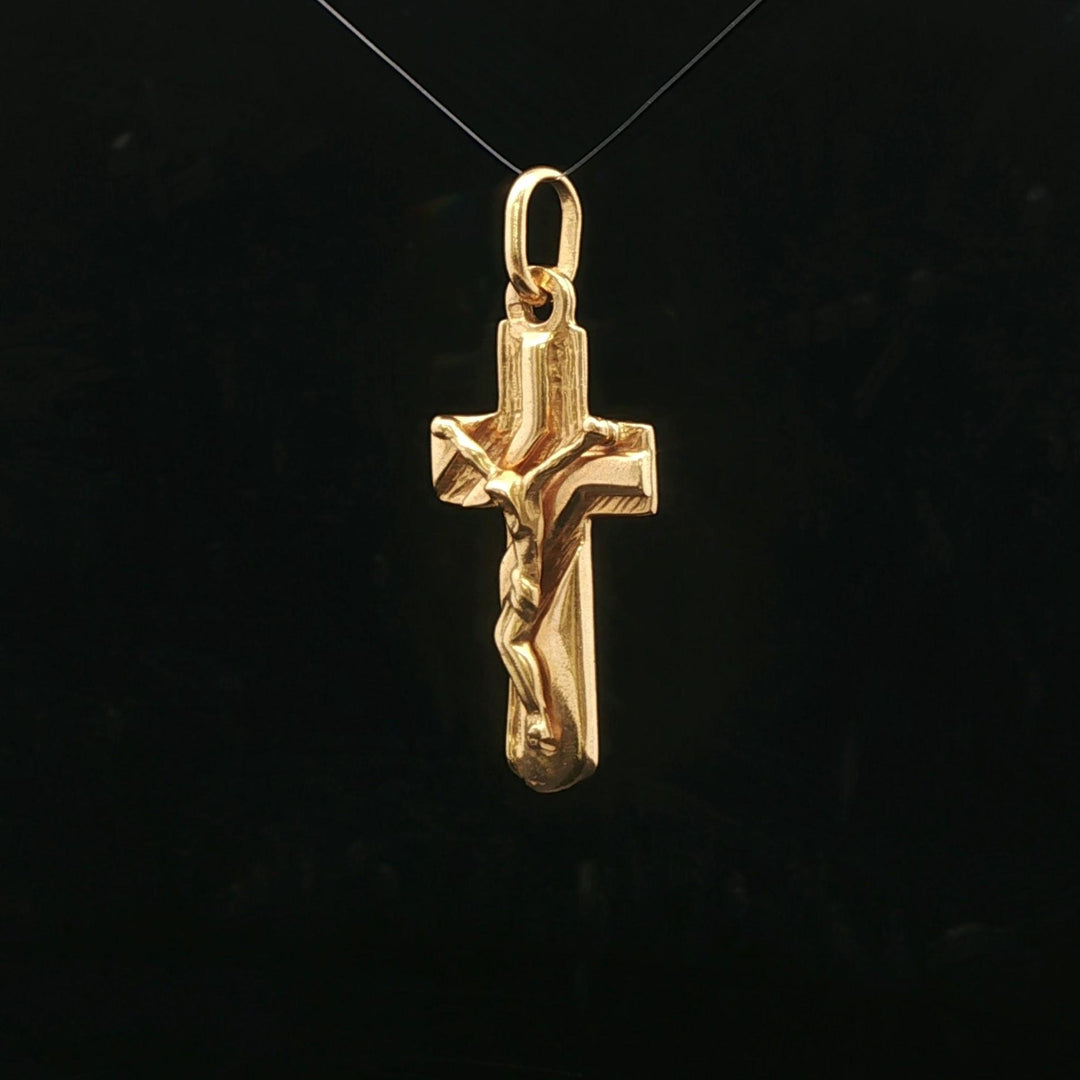 19k Portuguese Yellow Gold 7g Vintage Cross Crucifix Pendant 1.75"