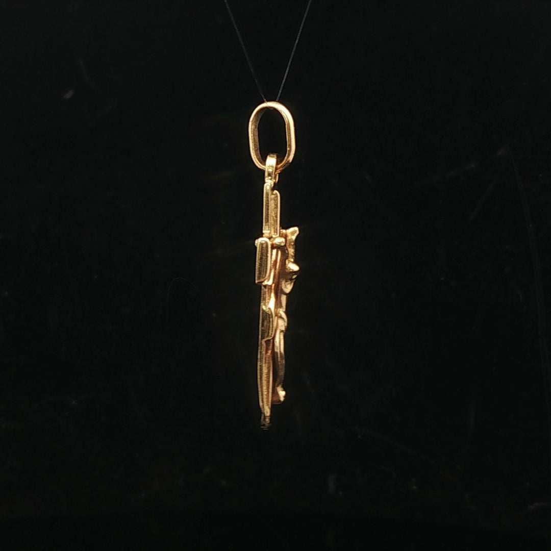 19k Portuguese Yellow Gold 7g Vintage Cross Crucifix Pendant 1.75"