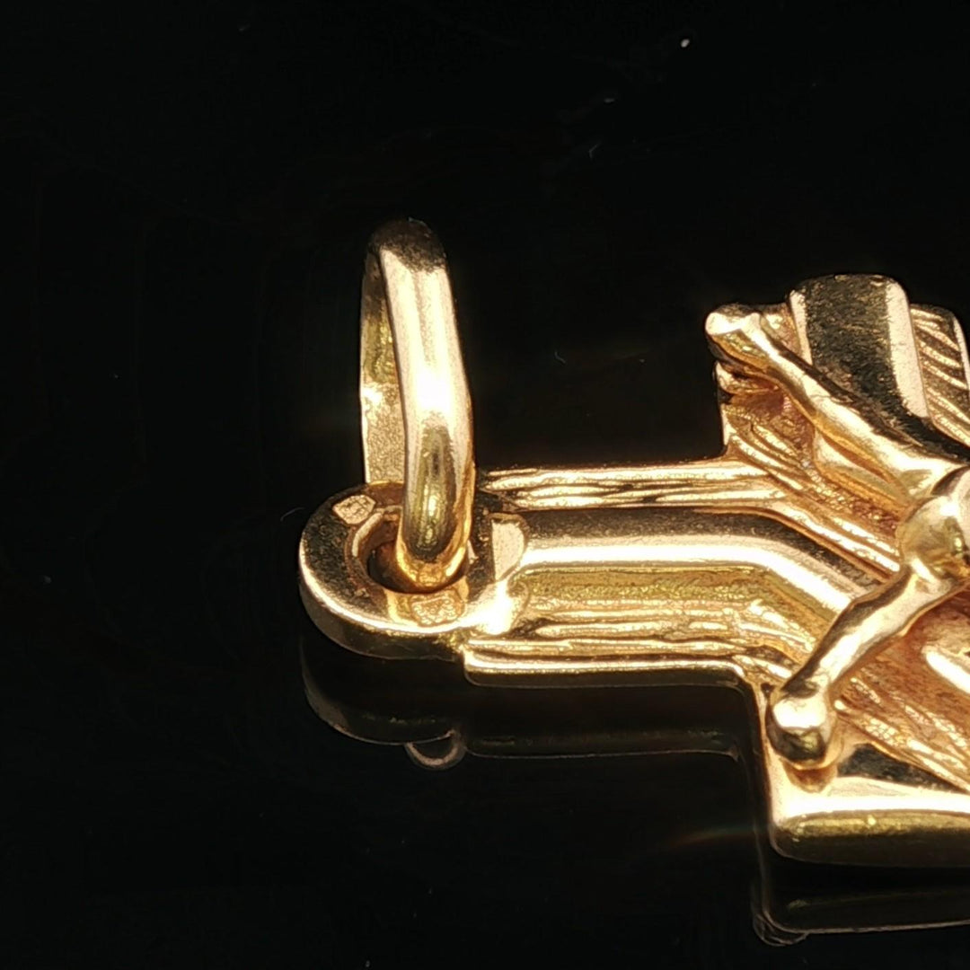 19k Portuguese Yellow Gold 7g Vintage Cross Crucifix Pendant 1.75"