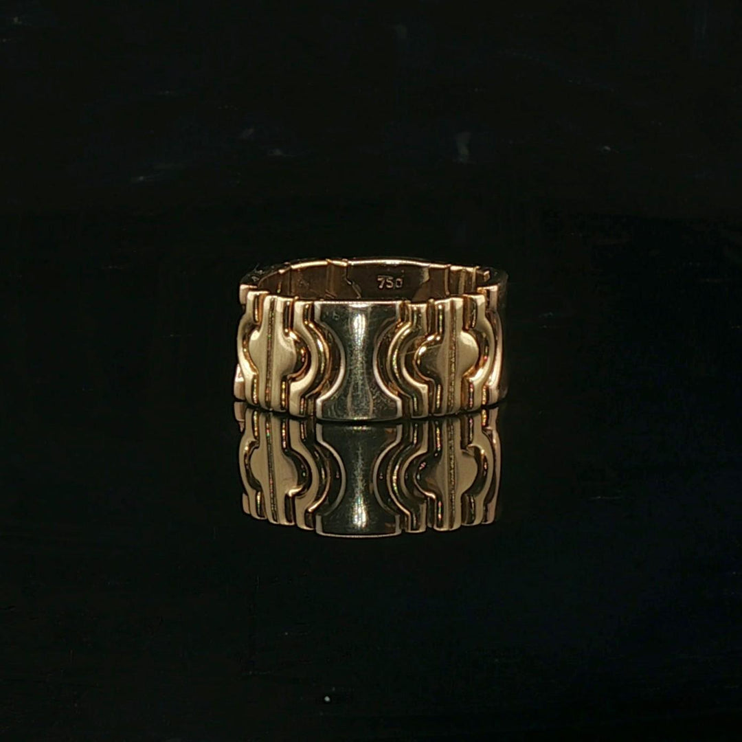 18k Tri Tone Gold 8.2g Articulated Link Band Ring Italy Size 7.5