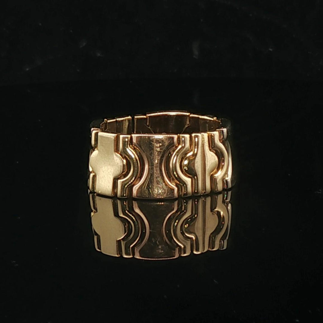 18k Tri Tone Gold 8.2g Articulated Link Band Ring Italy Size 7.5