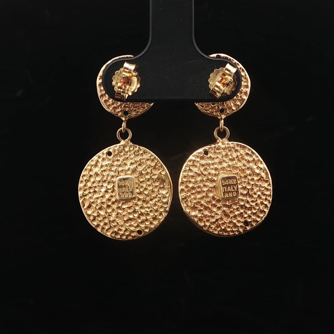 14k Yellow Gold 6.7g Ladies Face Motif Dangle Drop Earrings Italy 1.25"