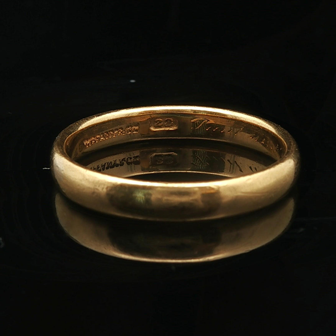 Tiffany & Co. Antique 22k Yellow Gold 4.1g Solid 3.5mm Band Ring Size 7.75