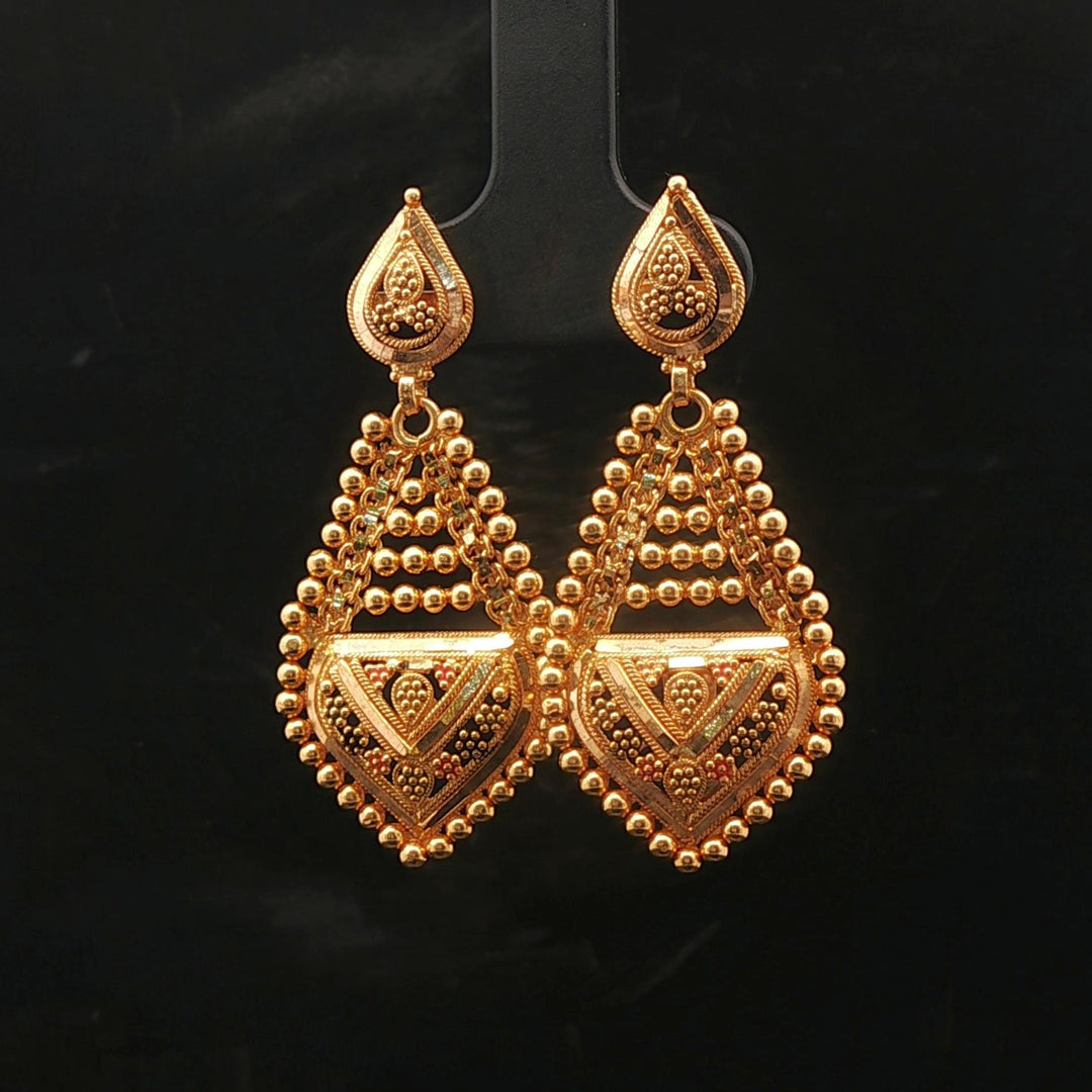 22k Yellow Gold 8.1g Beaded Drop Dangle Fancy Earrings 1.75"