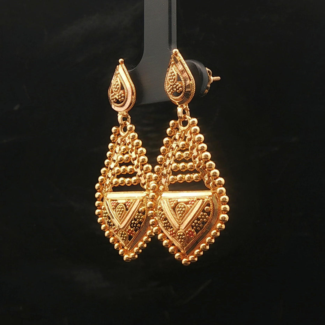 22k Yellow Gold 8.1g Beaded Drop Dangle Fancy Earrings 1.75"