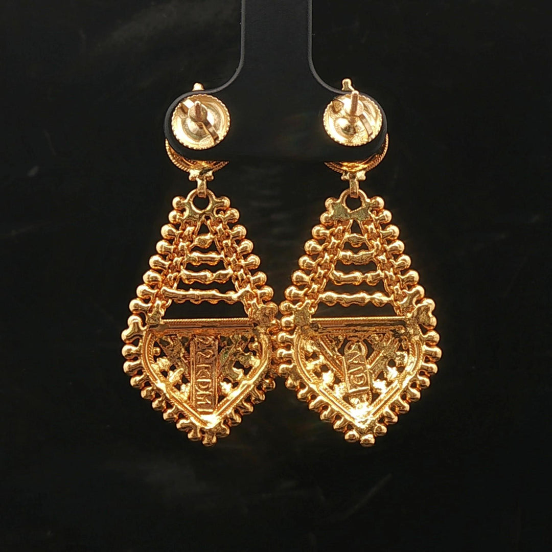 22k Yellow Gold 8.1g Beaded Drop Dangle Fancy Earrings 1.75"