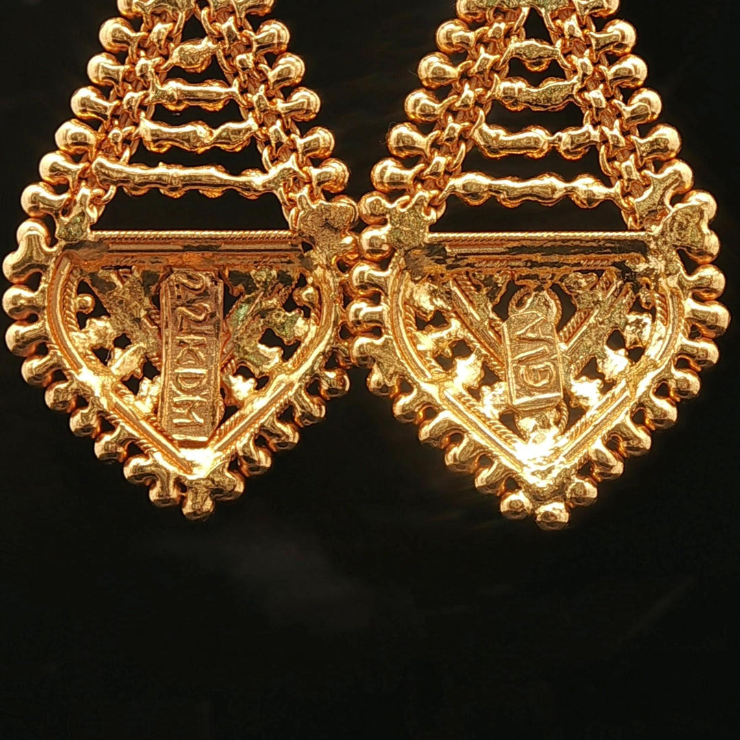 22k Yellow Gold 8.1g Beaded Drop Dangle Fancy Earrings 1.75"