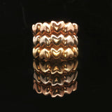 18k Yellow White and Rose Gold 9.4g Three Band Heart Ring Italy Size 7.5