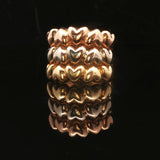 18k Yellow White and Rose Gold 9.4g Three Band Heart Ring Italy Size 7.5
