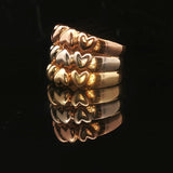 18k Yellow White and Rose Gold 9.4g Three Band Heart Ring Italy Size 7.5