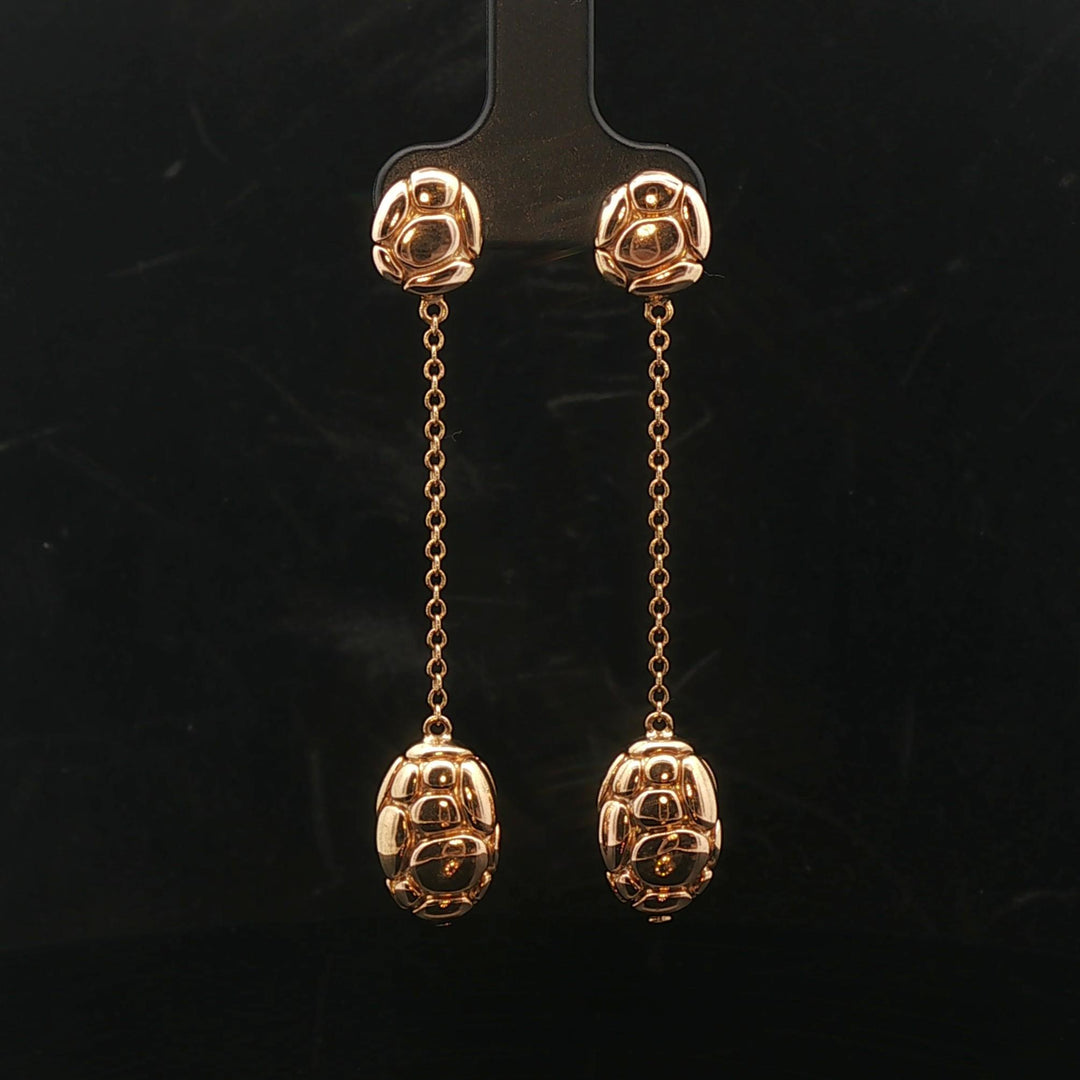 John Hardy 18k Yellow Gold 3.7g Pebbled Drop Dangle Earrings 2.25"