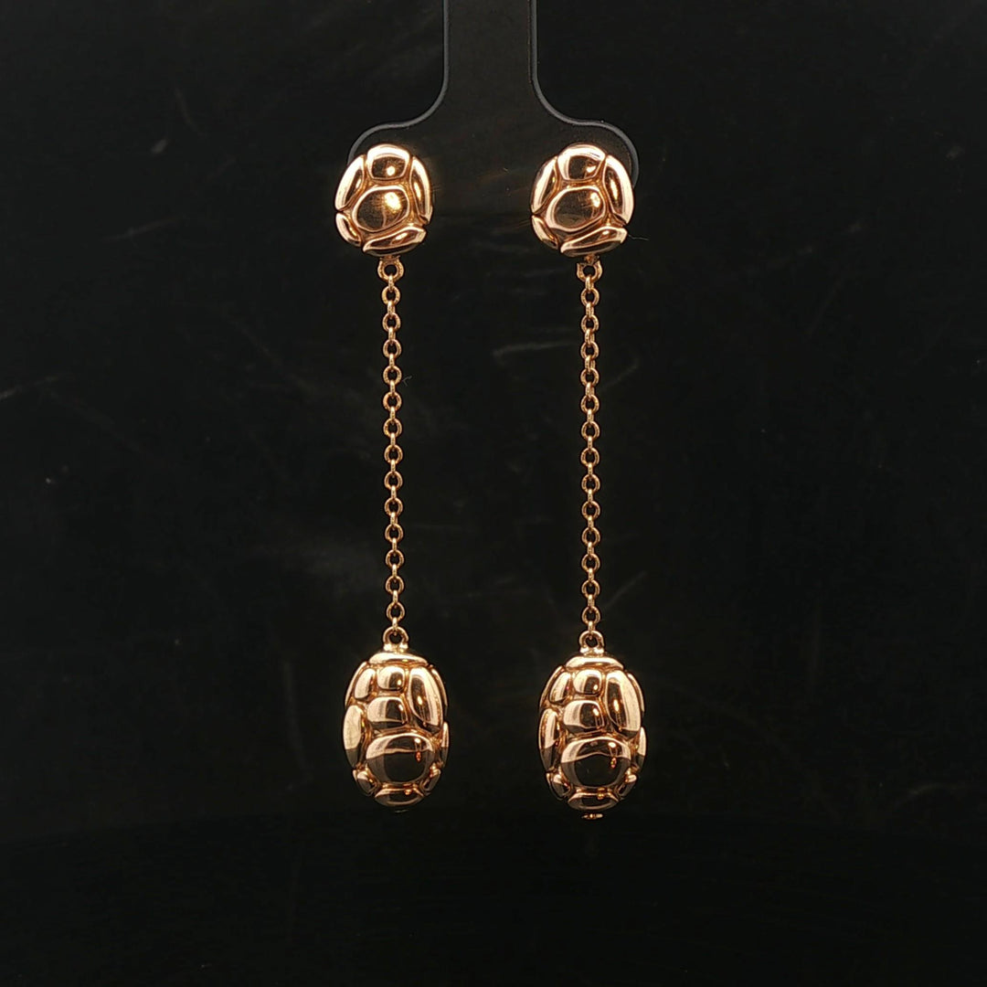 John Hardy 18k Yellow Gold 3.7g Pebbled Drop Dangle Earrings 2.25"