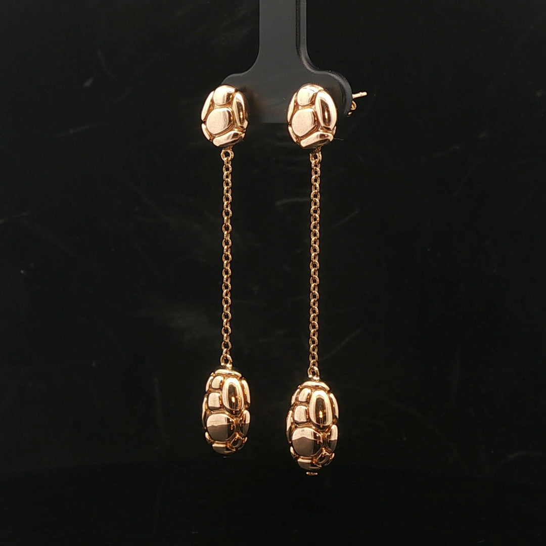 John Hardy 18k Yellow Gold 3.7g Pebbled Drop Dangle Earrings 2.25"