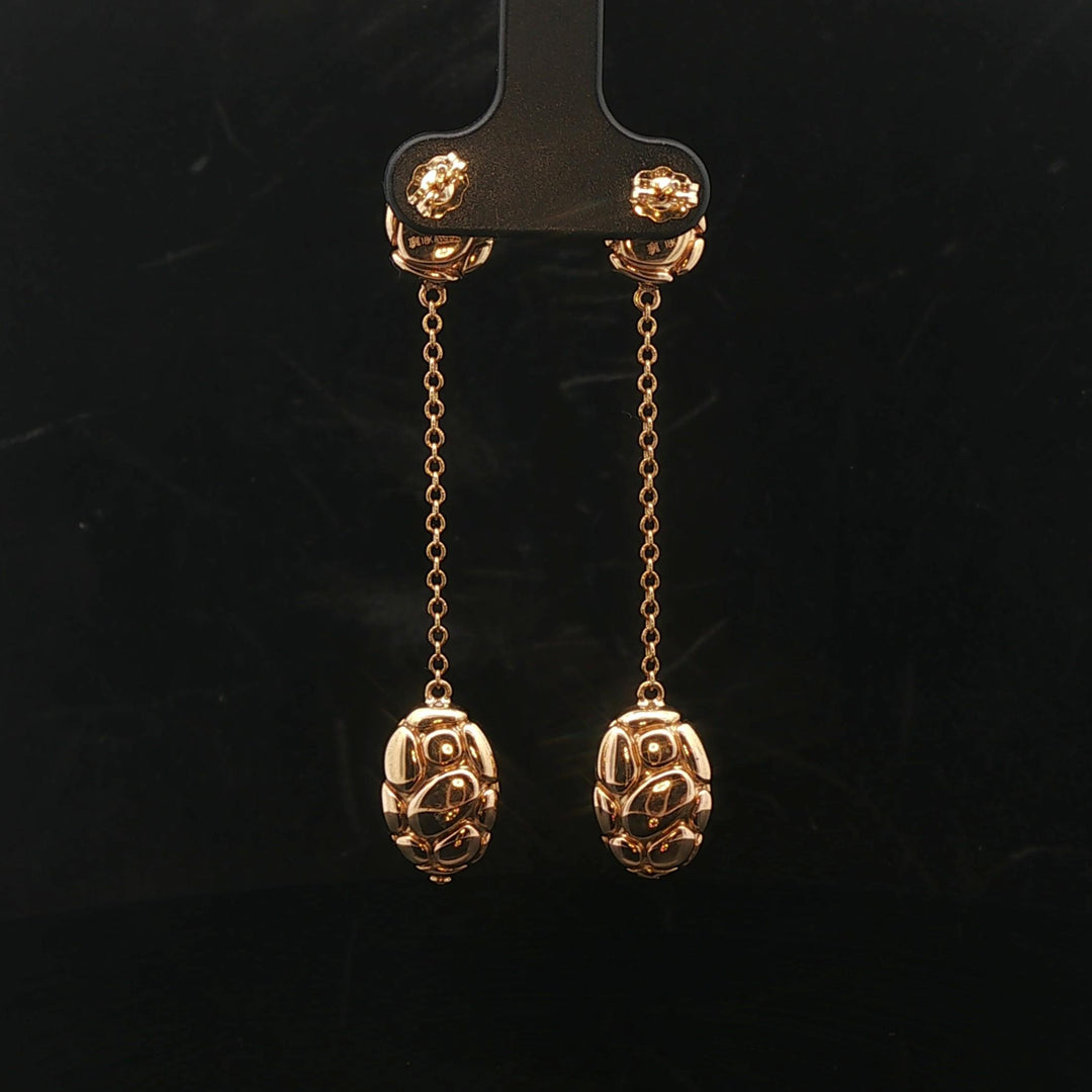 John Hardy 18k Yellow Gold 3.7g Pebbled Drop Dangle Earrings 2.25"