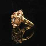 18k Yellow White and Rose Gold 11.3g Solid Large Floral Ring Italy Size 7
