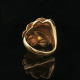 18k Yellow White and Rose Gold 11.3g Solid Large Floral Ring Italy Size 7