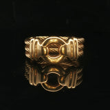 18k Yellow Gold 13g Solid Heavy Men's Rope Buckle Ring Size 9.5
