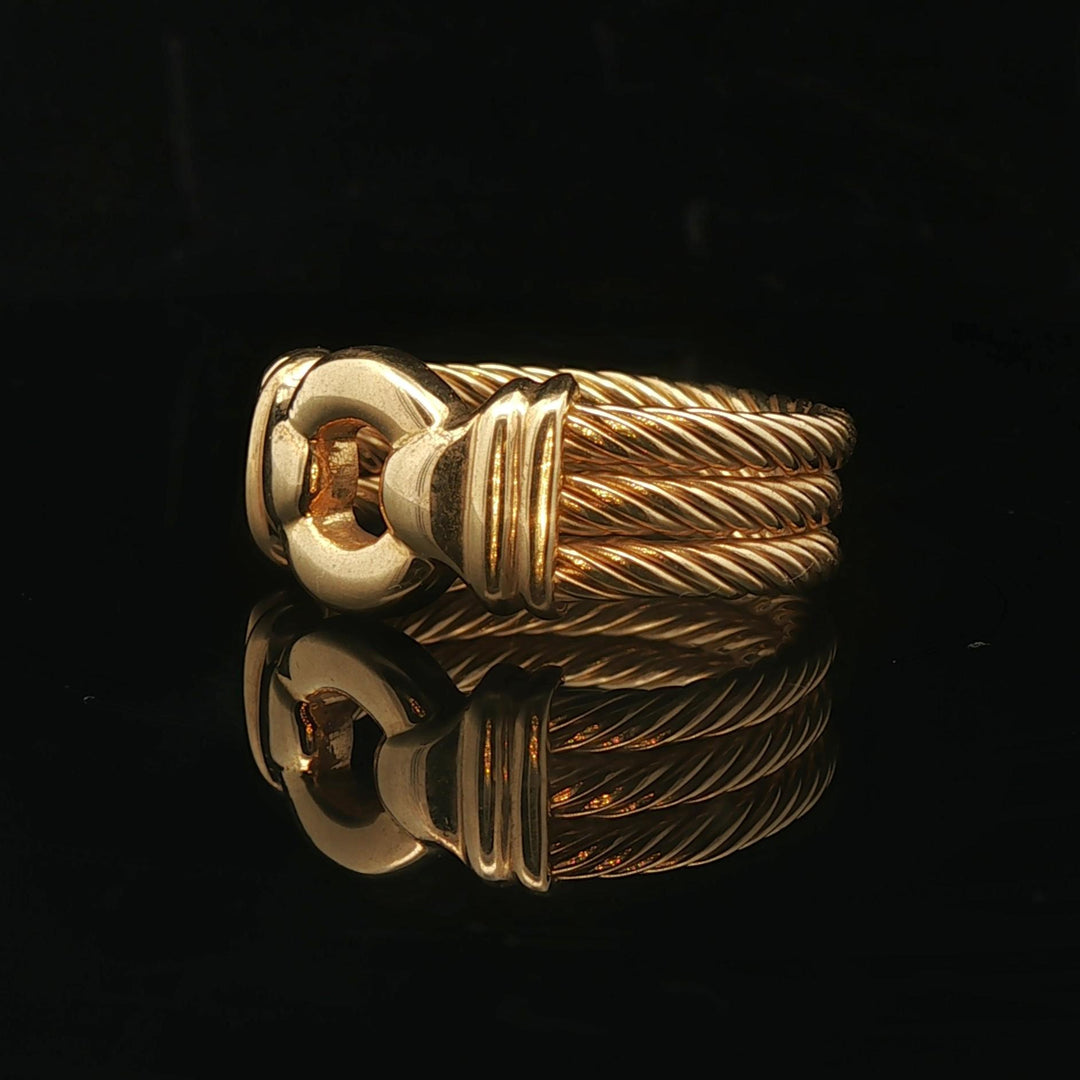 18k Yellow Gold 13g Solid Heavy Men's Rope Buckle Ring Size 9.5