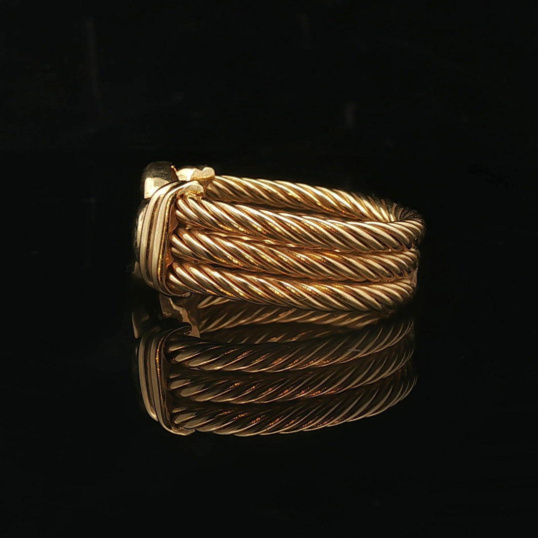18k Yellow Gold 13g Solid Heavy Men's Rope Buckle Ring Size 9.5