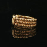 18k Yellow Gold 13g Solid Heavy Men's Rope Buckle Ring Size 9.5