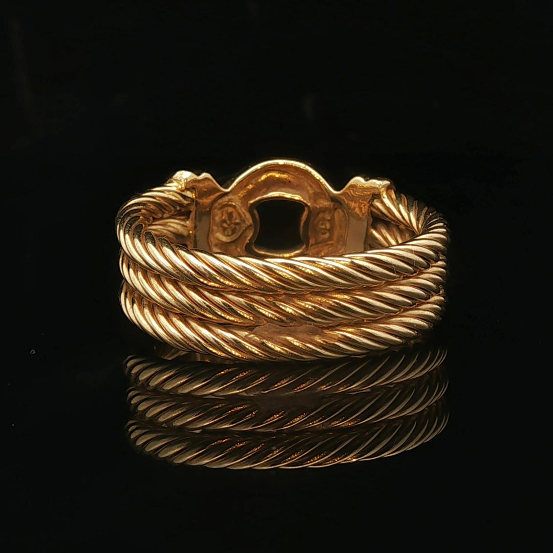 18k Yellow Gold 13g Solid Heavy Men's Rope Buckle Ring Size 9.5