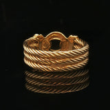 18k Yellow Gold 13g Solid Heavy Men's Rope Buckle Ring Size 9.5