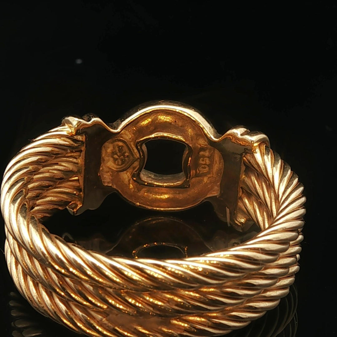 18k Yellow Gold 13g Solid Heavy Men's Rope Buckle Ring Size 9.5