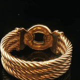 18k Yellow Gold 13g Solid Heavy Men's Rope Buckle Ring Size 9.5