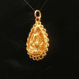24k Pure Yellow Gold 5.9g Fancy Buddha Praying Pendant 1.2"