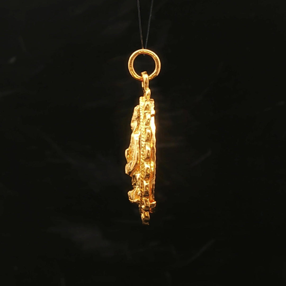 24k Pure Yellow Gold 5.9g Fancy Buddha Praying Pendant 1.2"