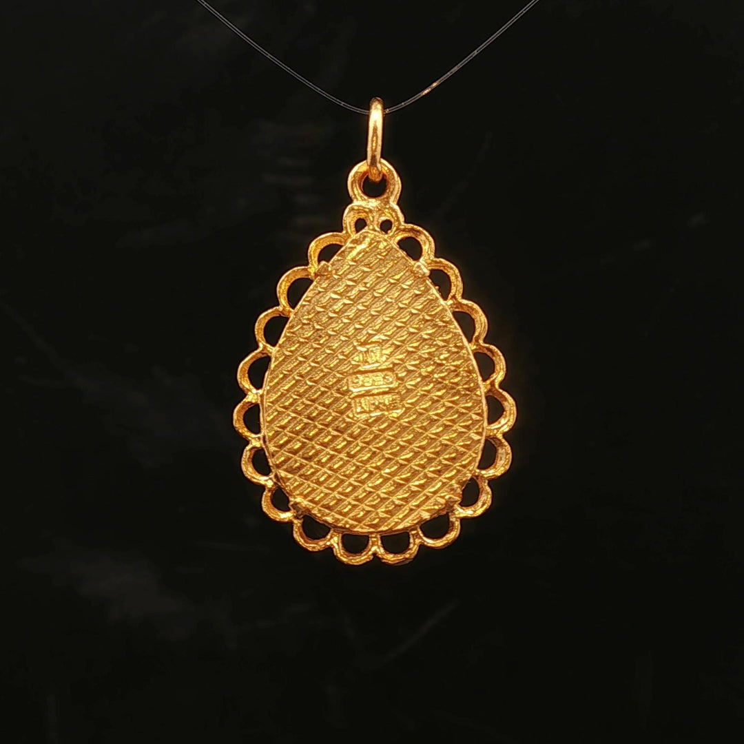 24k Pure Yellow Gold 5.9g Fancy Buddha Praying Pendant 1.2"