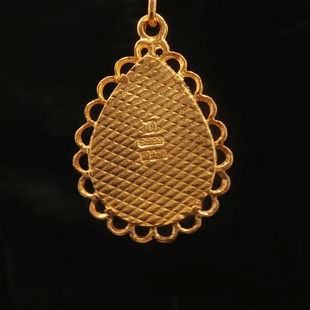 24k Pure Yellow Gold 5.9g Fancy Buddha Praying Pendant 1.2"