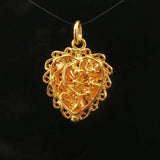 24k Pure Yellow Gold 4.1g Fancy Heart Charm Pendant 1"