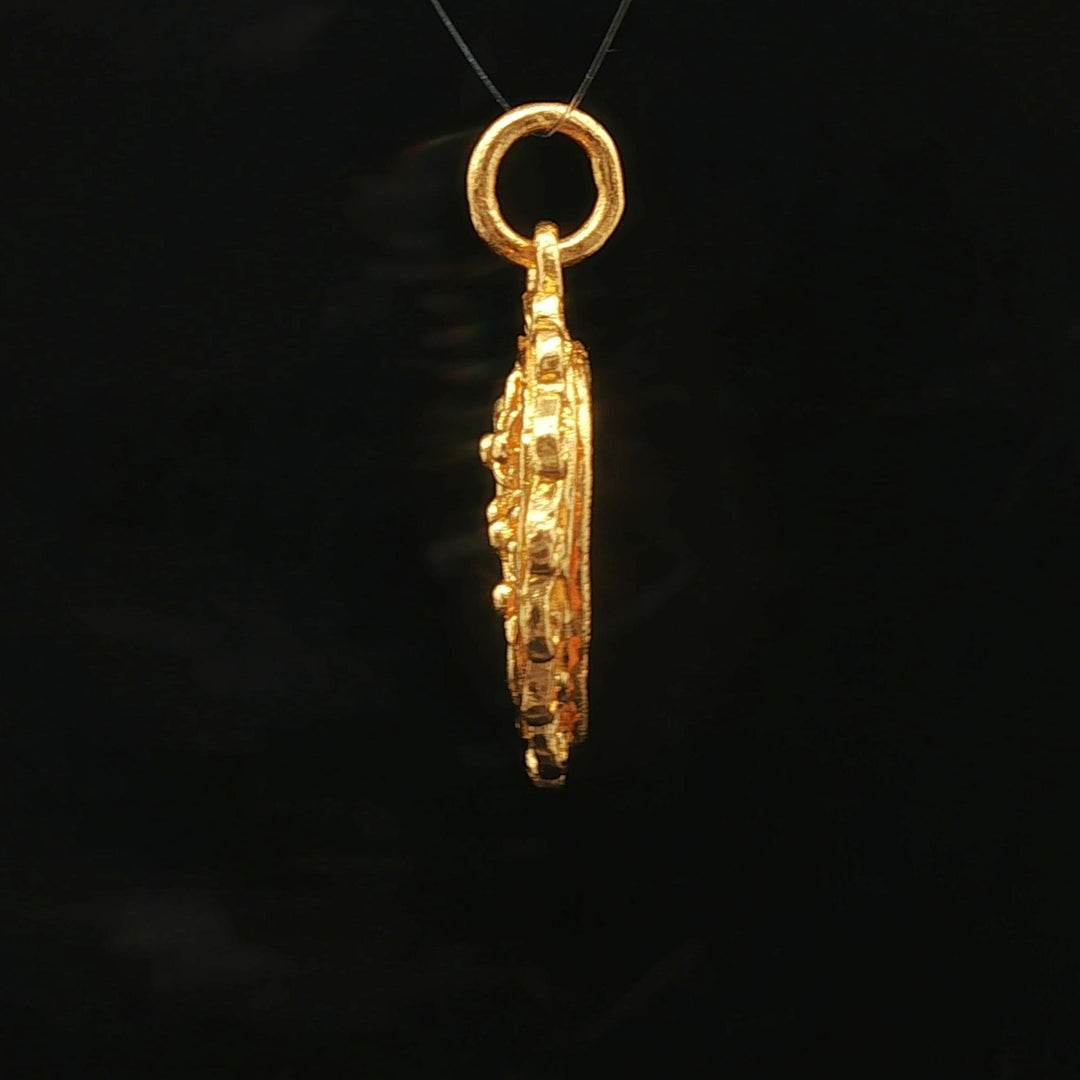 24k Pure Yellow Gold 4.1g Fancy Heart Charm Pendant 1"