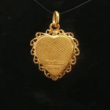 24k Pure Yellow Gold 4.1g Fancy Heart Charm Pendant 1"