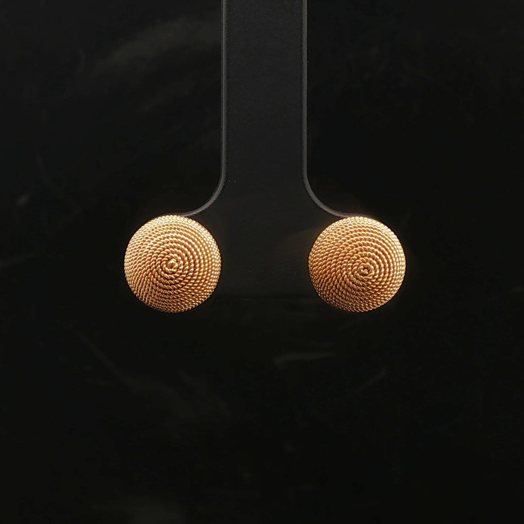 18k Yellow Gold 3.5g Swirl Button Stud Earrings