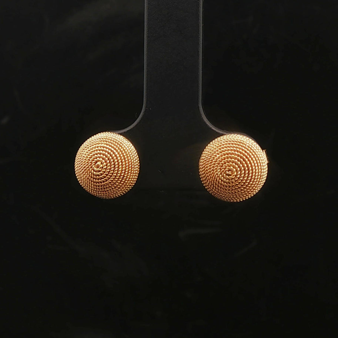 18k Yellow Gold 3.5g Swirl Button Stud Earrings
