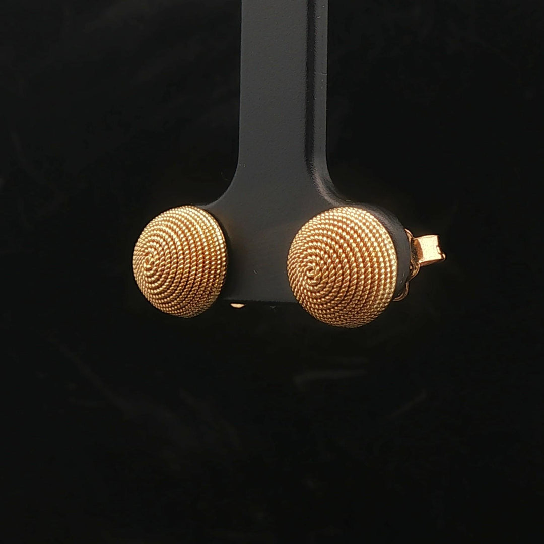 18k Yellow Gold 3.5g Swirl Button Stud Earrings