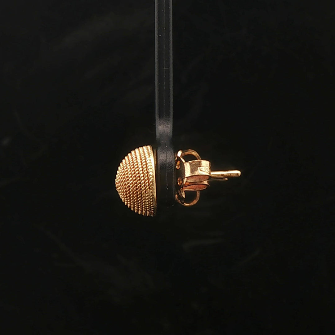 18k Yellow Gold 3.5g Swirl Button Stud Earrings