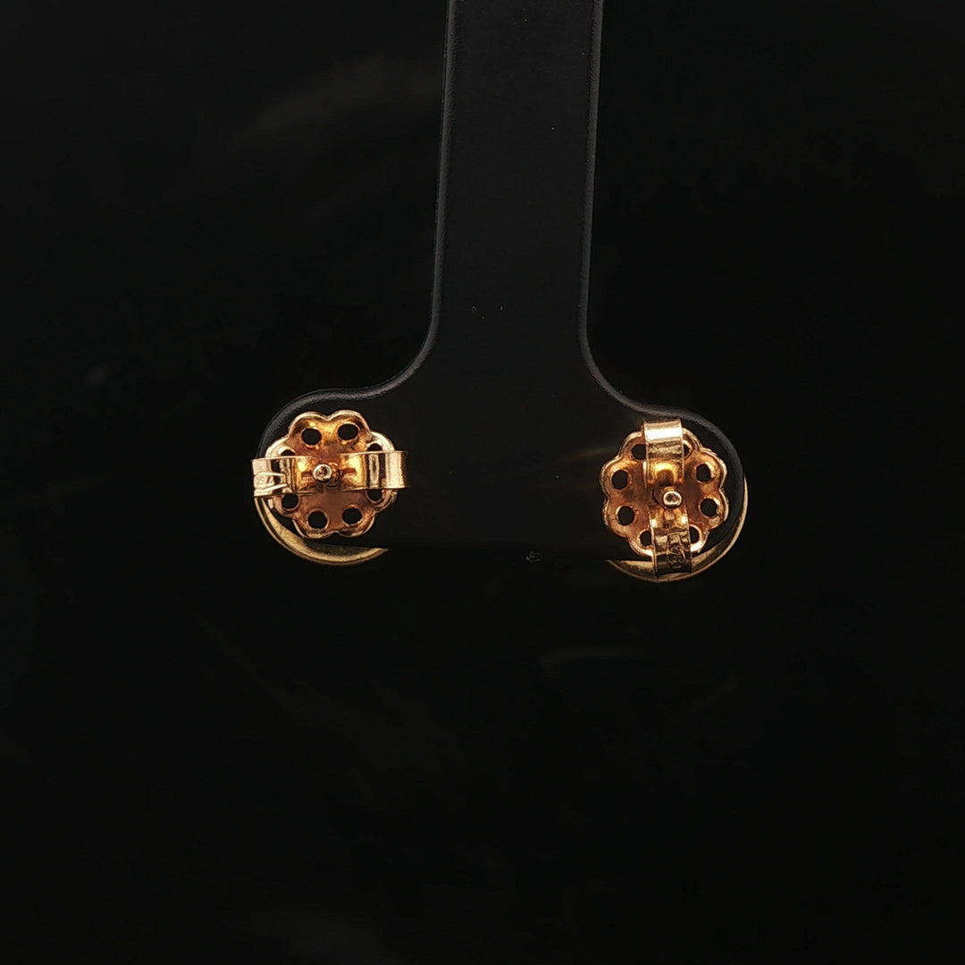 18k Yellow Gold 3.5g Swirl Button Stud Earrings