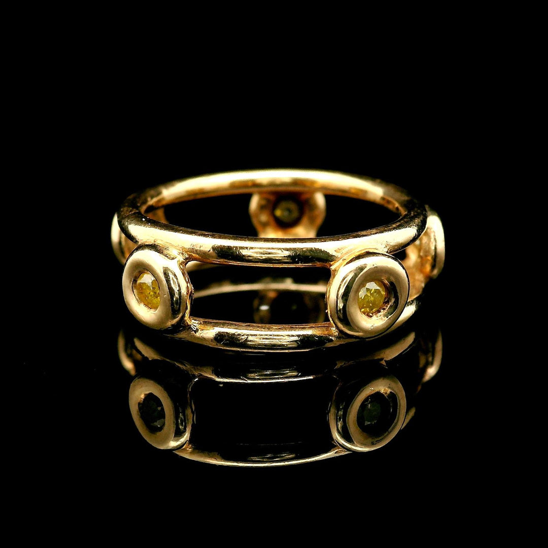14k Yellow Gold and Bezel Set Peridot 4.8g Solid Open Band Ring Size 4.25