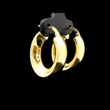 18k Yellow Gold 3.3g Hollow Polished Milor Hoop Earrings Italy 1"