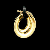 18k Yellow Gold 3.3g Hollow Polished Milor Hoop Earrings Italy 1"