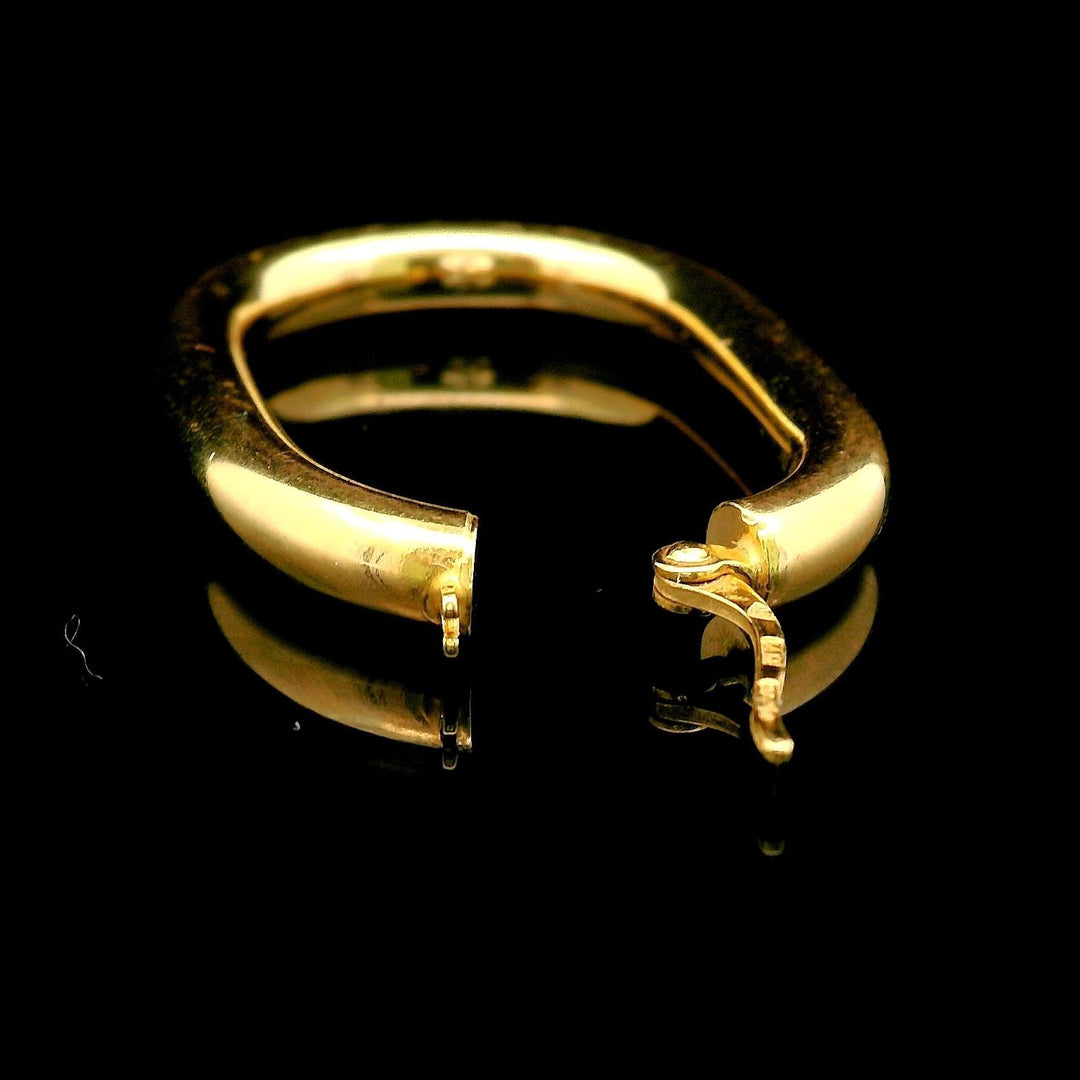 14k Yellow Gold 4.4g Hollow Polished Oval Hoop Earrings Italy 1.5"
