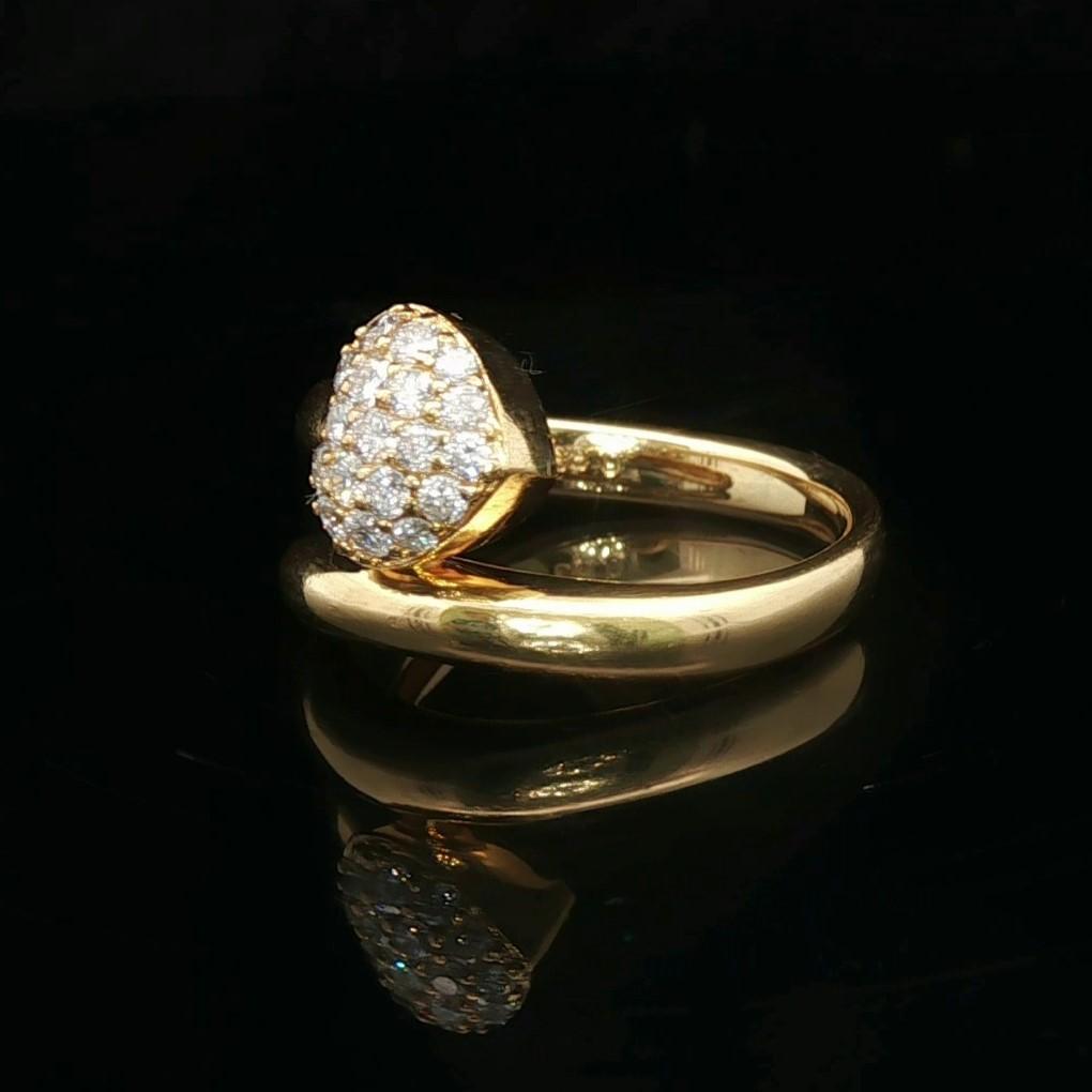 18k Yellow Gold and 0.33cttw Diamond Bypass Heart Ring Size 5.5