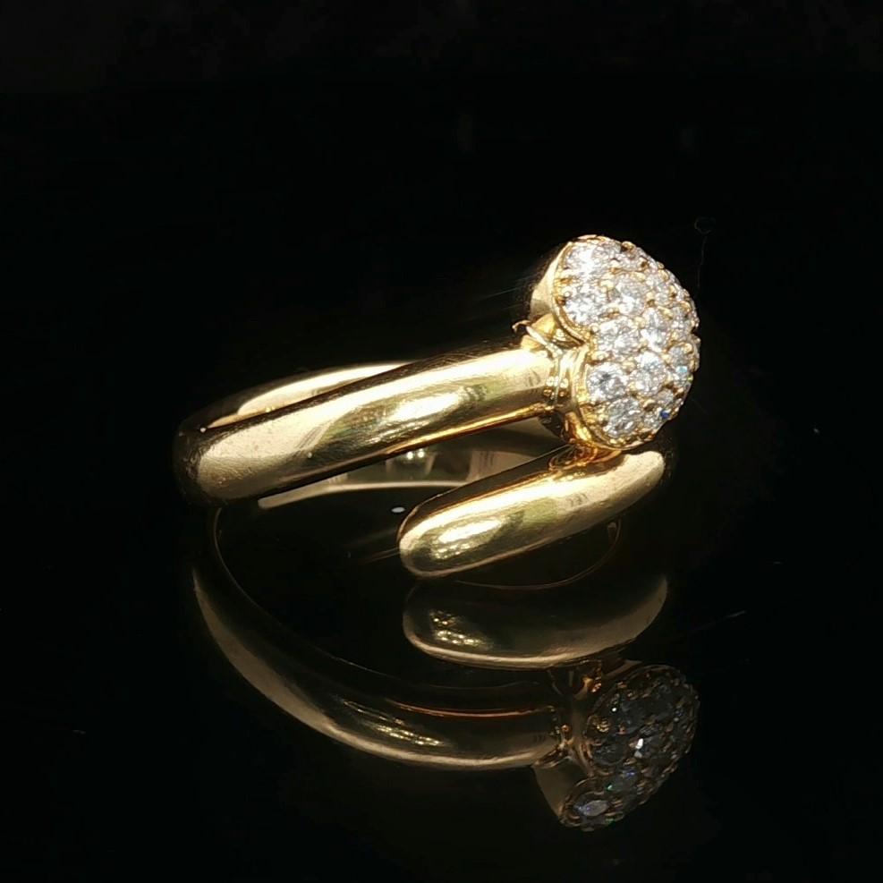18k Yellow Gold and 0.33cttw Diamond Bypass Heart Ring Size 5.5
